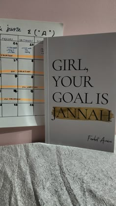 a book about girl, your goal is jannah written in gold on the cover