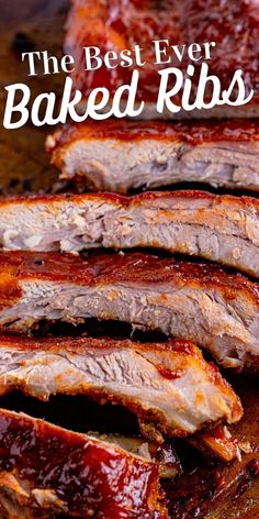 slices of bbq ribs on a cutting board