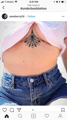 a woman with a tattoo on her stomach