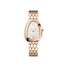 SERPENTI SEDUTTORI Lady Watch. 33 mm rose gold 18kt case and bracelet. 18 kt rose gold bezel and crown set with 1 cab cut pink rubellite, white silver opaline dial. Bracelet with folding clasp. Quartz movement, hours and minutes functions. Water-resistant up to 30 metres. Bvlgari Serpenti Watch, Serpenti Seduttori Watch, Serpenti Watch, Bvlgari Rose, Bulgari Watch, Lady Watch, Bvlgari Serpenti, Rose Gold Watches, Rose Gold Watch