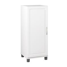 a white cabinet with two doors on it