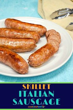 grilled italian sausages on a white plate