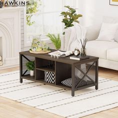 a living room scene with focus on the coffee table