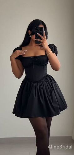 Elegant Black Square A-line Short Mini Homecoming Dress, HD3194 1. Material:satin,pognee.2. Color: it can be in custom color, please contact us and tell us dress number, then we will send you more colors to choose.3, Size: can do both standard size and custom size. If you need do custom sized dresses, please send us following measurements or leave a note when place an order.bust______ cm/inchwaist______cm/inchhip:_______cm/inchdress length:_______cm/inchshoulder to shoulder :_______cm/inch (measured from back of shoulder)shoulder to bust :_______cm/inch (measured from middle shoulder to nipple)shoulder to waist :_______cm/inch (measured from middle of shoulder to natural waist)shoulder to floor with shoes on :_______cm/inch (length from middle of shoulder over nipple to floor with shoes on Aline Short Dresses, 21 Birthday Outfit Plus Size, Black Femininity Classy, Modern Photoshoot, Long Homecoming Dress, Style In Winter, Simple Dress Styles, Birthday Looks, Classy Short Dresses