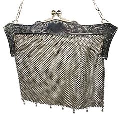 Signed JWR Art Deco Antique German Signed Silver Mesh Evening Bag Purse  | eBay White Core, Antique Fashion, The Theater, German Silver, The Opera, Conversation Piece, Handbags On Sale, Shoes And Accessories, Evening Bags