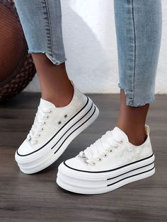 Elevate your style with our 2024 Spring/Summer/Autumn New Height-Increasing White Casual Sports <a href="https://canaryhouze.com/collections/women-canvas-shoes?sort_by=created-descending" target="_blank" rel="noopener">Shoes</a> for Women. These shoes are designed to give you a subtle height boost while providing all-day comfort and support. Perfect for any season White Lace-up Canvas Shoes With Thick Bottom, White Thick Bottom Canvas Shoes For Spring, Spring High-top Sneakers With Thick Bottom, Trendy White Breathable Canvas Shoes, White Platform Sneakers For Summer, Summer Platform Sneakers With Thick Sole, Trendy Spring Canvas Shoes With Thick Bottom, Spring Thick Bottom Lace-up Sneakers, Casual Summer Platform Sneakers With Thick Bottom