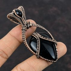 Black Agate Wire Wrapped Jewelry, Black Natural Stones Gemstones For Gift, Jewelry Tutorials Free, Wire Wrapped Moon, Wire Wrapped Crystal Pendant, Copper Wire Art, Wire Wrap Cabochon, Wire Wrapped Stone Jewelry, Black Onyx Jewelry