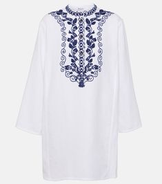 Sophia embroidered linen kaftan in white - Loro Piana | Mytheresa