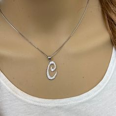 Description: 925 Sterling Silver Cursive Initial Letter C Pendant Necklace Item No.: H794* Metal Type: 925 Sterling Silver With Stamped 925 Metal Color: Silver Measurement: Pendant's Height With Bale: 1.11 In Width: 0.48 Inch Available In Any Letter From A-Z Rolo Chain Available In 16", 18", 20", 22" Note: Made To Order. Please Allow 7-10 Days To Be Shipped. C Letter Necklace, White Gold Necklaces Stamped 925, C Necklace Initial, C Initial Necklace, C Necklace, Shine Jewelry, Letter C, Initial Letter, Rolo Chain