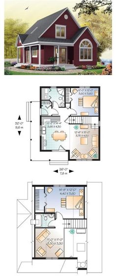 two story house plans with one bedroom and an open floor plan