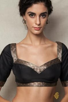 Blouse Styling, Black Blouse Designs, Brocade Blouse Designs, Saree Jacket Designs, Blouse Designs Catalogue, Cotton Blouse Design, Saree Blouse Neck Designs, Traditional Blouse Designs, New Saree Blouse Designs