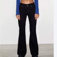 New With Tags. Size 4. Casual Bottoms For Fall Concert, Casual Wide Leg Bottoms For Concert, Edgy Flare Jeans For Spring, Edgy High Waist Flare Jeans For Fall, Black Y2k Jeans For Concert, Y2k Black Jeans For Concert, Casual Pants For Concert In Spring, Trendy Fall Bottoms For Concert, Black Straight Leg Bottoms For Concert