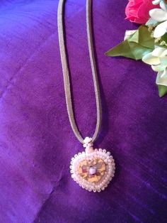 Button and bead embroidered pendant Bead Embroidered Pendant, Embroidered Pendant, Elegant Jewellery, Jewellery Handmade, Elegant Jewelry, Handmade With Love, With Love