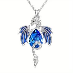 Teardrop Shaped Rhinestone Decor Dragon Pendant Necklace - Blue ~ Brand New ~ Measurements in photo This is Costume Jewelry All SHIPPING IS SENT USPS GROUND ADVANTAGE. COMES FROM A SMOKE FREE HOME.  Fast Shipping & Free Returns High Quality Pieces Sizes & Colors May Very WE STRIVE FOR AMAZING CUSTOMER SERVICE: We want to make sure you love your Product ! Please reach out with any feedback you have; we like to hear from you. We typically respond within 24 hours. You Can't Go Wrong Shop With Confidence With Us HAVE A WONDERFUL DAY AND THANK YOU FOR YOUR BUSINESS! Lovers Meaning, Dragon Goddess, Steampunk Book, December Birthstone Necklace, April Birthstone Necklace, Necklace Dragon, Dating Gifts, Dragon Stuff, Dragons Gift