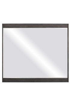 a black framed mirror on a white wall