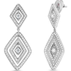 Roberto Coin - Diamante 18K White Gold and Diamond Dangle Earrings Roberto Coins, Italian Jewelry Designers, Beam Of Light, White Gold Set, Diamond Dangle Earrings, Timeless Wardrobe Staples, Roberto Coin, Diamond Shaped, Gold Pearl