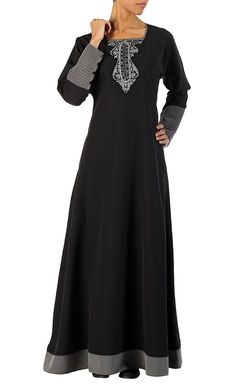 Embroidered Patchwork Abaya Dress Black Abaya With Modesty Panel For Eid, Modest Abaya With Modesty Panel For Eid, Eid Long Sleeve Niqab With Modesty Panel, Long Sleeve Niqab With Modesty Panel For Eid, Evening Abaya, Everyday Abaya, Islamic Clothes, Muslim Dresses, Black Abaya