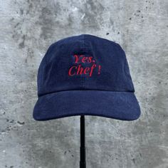 Yes, Chef! Embroidered Hat. 100% cotton corduroy Soft, unstructured crown with a cotton twill sweatband and taping. Adjustable buckle. This product is made especially for you as soon as you place an order, which is why it takes us a bit longer to deliver it to you. Making products on demand instead of in bulk helps reduce overproduction, so thank you for making thoughtful purchasing decisions! Casual Corduroy Hat With Embroidered Logo, Corduroy Hat With Embroidered Logo For Streetwear, Embroidered Logo Corduroy Hat For Streetwear, Adjustable Blue Corduroy Hat, Streetwear Corduroy Hat With Embroidered Logo, Adjustable Blue Embroidered Dad Hat, Corduroy Baseball Hat, Blue Embroidered Adjustable Dad Hat, Corduroy Baseball Cap With Embroidered Logo