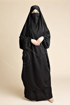 Classic Luxe Two Piece Jilbab - Arwaa - Momina Hijabs Modest Black Abaya With Long Sleeves, Modest Black Long Sleeve Abaya, Modest Long Sleeve Black Abaya, Black Long Khimar For Eid, Black Long Sleeve Hijab For Eid, Modest Black Long Sleeve Khimar, Modest Long Sleeve Black Khimar, Black Khimar For Eid, Black Long Sleeve Khimar For Eid