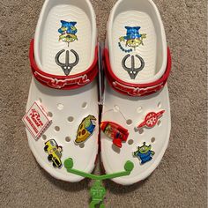 Brand New No Box With Tags Crocs Loafers, Crocs Aesthetic, Toy Story Pizza Planet, Clog Crocs, Rubber Clogs, Pizza Planet, Black Clogs, Canvas Loafers, Comfort Gray