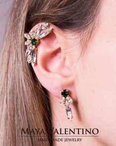 Stunning Modern ear cuff design, Ear cuff comes in 2 part to make the perfect feet on all ear shapes and sizes, great for bridal, bridesmaid, prom, special occasion and a gift for a best friend, Designed & Created by Maya Valentino With love Passion and lovely sparkling crystals from Swarovski® Ear cuff details: Right or Left variation means two similar studs + Clip on ear climber for the chosen side. Pair means two ear cuffs & 2 studs for both ears Stud Dimensions: 2.3 cm x 0.9 cm Ear C Ear Shapes, Unique Ear Cuffs, Climbing Earrings, Cuff Design, Ear Climber, A Best Friend, Ear Climbers, Jewelry Model, Ear Cuffs