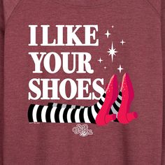 The Wizard Of Oz - I Like Your Shoes Ruby Slippers - Women's Lightweight French Terry Pullover - Celebrate the essence of Warner Bros.'s Wizard of Oz with officially licensed apparel featuring unique designs crafted exclusively by Hybrid Apparel. Each piece brings beloved characters, iconic imagery, and memorable moments to life, offering Wizard of Oz fans a one-of-a-kind way to showcase their passion. Ruby Slippers, The Wizard Of Oz, Oversized Pullover, The Wizard, I Like You, Wizard Of Oz, Fabric Names, Memorable Moments, Your Shoes