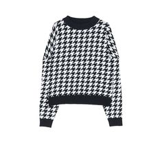 Experience comfort and style with the Tayla Houndstooth Sweater. Crafted from a timeless houndstooth pattern, this oversized sweater features an elegant silhouette with oversized shoulders. Available in three classic colors, this sweater is the perfect addition to any wardrobe for colder months. Fit: One Size fits most. Product Measurements: Bust: 116cm/45.7 in, Length: 59 cm/23.2 in, Sleeve: 47 cm/18.5in Pattern Type: Plaid Material: Polyester,Viscose Decoration: Criss-Cross Collar: O-Neck Trendy Houndstooth Pattern Tops For Winter, Casual Houndstooth Sweater For Fall, Casual Houndstooth Pattern Sweater For Fall, Fall Jacquard Knit Sweater For Work, Jacquard Knit Sweater For Work, Waffle Knit Long Sleeve Sweater For Workwear, Long Sleeve Waffle Knit Sweater For Work, Trendy Houndstooth Sweater For Winter, Fall Houndstooth Pattern Sweater For Workwear