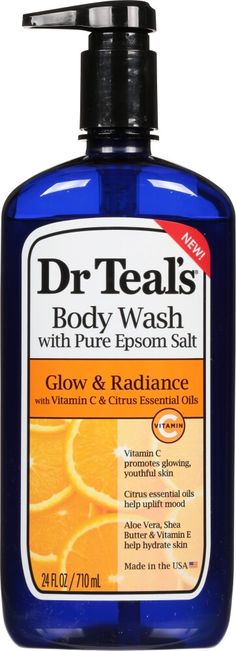 Dr Teal's Body Wash hydrates and conditions skin, restoring its original softness. Aloe Vera, Shea Butter and Vitamin E nourish and moisturize while Magnesium helps soothe and relax the body. Vitamin C promotes youthful, glowing, skin. Aloe Vera, Shea Butter, and Vitamin E help hydrate skin. Citrus essential oils help uplift mood. This finished product is not tested on animals. Apply a gernerous amount of Dr Teal's Body Wash to hands, wash cloth, or pouf, Gentely massages all over your body for Citrus Essential Oil, Wash Cloth, Epsom Salt, Personal Care Products, Youthful Skin, Hydrate Skin, Your Shopping List, Washing Clothes, Body Wash