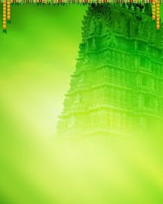 an image of a green and yellow background with some buildings in the foreground,