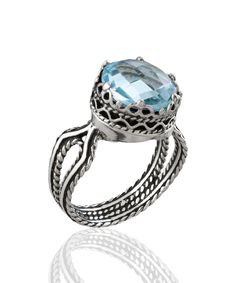 Looking for the perfect gift for your loved ones? Look no further than this stunning silver filigree art women's cocktail ring! With its intricate details and beautiful design, this ring is sure to make a lasting impression. Featuring a double-sided faceted checkerboard round-cut blue topaz gemstone that is 10mm in size and a 0.47"/12.00mm face width, this ring is simply gorgeous when worn. This stunning piece comes with a velvet pouch, silver polish cloth, and a luxurious gift box, making it th Rings With Diamonds, Birthday Gemstones, Red Topaz, Gorgeous Style, Silver Cocktail, Gorgeous Ring, Blue Stone Ring, Silver Polish, Blue Topaz Gemstone