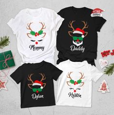 Reindeer Family Christmas Matching T Shirt Family Reindeer Shirts, Black Crew Neck T-shirt For Holidays, Family Matching Black Holiday T-shirt, Black Family Matching Holiday T-shirt, Family Matching Holiday T-shirt With Graphic Print, Black Family Matching T-shirt For Holiday, Family Matching Graphic T-shirt For Holiday, Family Matching Black T-shirt For Holiday, Black Holiday Family Matching T-shirt