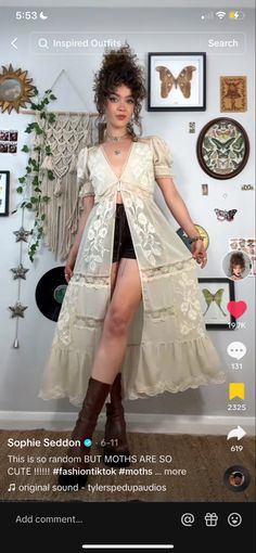 Outfits Inspired By Hozier, Southern Witch Outfits, 70s Boho Dress, Fairycore Aesthetic Outfits Dresses, Hozier Vibes Outfit, Comfy Hippy Outfits, Spring 2024 Couture, Witchy Outfits Aesthetic Summer, Subtle Valentines Outfit