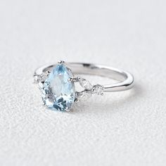 Pear Shaped Aquamarine White Gold Ring - Felicegals Gold Engagement Ring Marquise, Engagement Ring Marquise, Rose Gold Moissanite Ring, Handmade Wedding Rings, Rutilated Quartz Ring, Cute Engagement Rings, Ring Marquise, Aquamarine Engagement Ring, Engagement Rings Bridal Sets