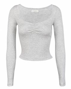 Gather Long Sleeve Tee - Grey Grey Top Outfit, Fake Clothes, Long Sleeve Shirt Outfits, Light Grey Leggings, My Christmas Wishlist, Fall Winter Fashion Trends, Clothes Sizes, Garage Clothing, Holiday Wishlist