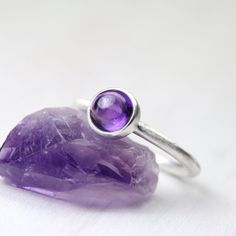 Simple Modern Deep Purple Silver Ring by NangijalaJewelry on Etsy Dark Orchid, Stackable Rings Silver, Orchid Purple, Ring Shank, Bezel Ring, February Birthstone, Popular Color, Tucson Az, February Birth Stone