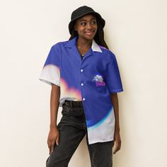 Check out this bold button-down shirt with a trendy oversized fit, that works well for outfit layering! "Chroma Sky" Cloud Pixel Art Button-Up Shirt 🌥️🎨 Embrace a fusion of the natural and digital with the "Chroma Sky" Hawaiian Shirt. Perfect for futuristic streetwear enthusiasts, this blue gradient summer shirt is a cool, eco-friendly addition to any wardrobe. Ideal for anyone looking to merge the serenity of nature with the vibrancy of pixel art. Product Highlights: Striking Design: "Chroma Collared Shirt With Button Closure For Streetwear, Trendy Shirt With Relaxed Fit And Camp Collar, Trendy Relaxed Fit Shirt With Camp Collar, Button-up Shirt With Button Closure For Streetwear, Trendy Relaxed Fit Shirt With Button Closure, Streetwear Snap Button-up Shirt, Streetwear Snap Button Shirt, Streetwear Button-up Shirt With Snap Buttons, Casual Button-up Blouse With Graphic Print