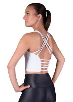 Liquid bra in black | YUCO Lycra Shorts, White Crop Top Tank, Workout Tops For Women, Medium Support Sports Bra, High Neck Designs, Liquid Leggings, Leather Outfits, Strappy Sports Bras, Workout Crop Top