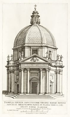 an architectural drawing of a domed building