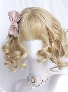 Aesthetic Wigs, Pretty Wigs, Oc Hair, Basic Hairstyles, Doll Hairstyles, Cute Wigs, Pretty Blonde Hair, Kawaii Wigs, Air Bangs