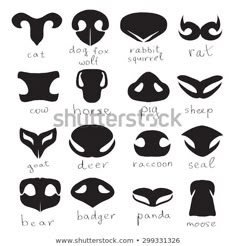 an image of different types of alien masks and their names in black on white background