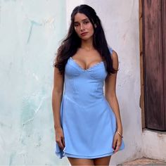 House Of Cb 'Tilly' Blue Pin Tuck Mini Dress. Size Xl House Of Cb Tallulah Dress, House Of Cb Blue Dress, House Of Cb Babydoll Dress, Blue Ruched V-neck Mini Dress, Summer Blue Mini Dress With Built-in Bra, House Of Cb Dresses, House Of Cb, Blue Pin, House Dress