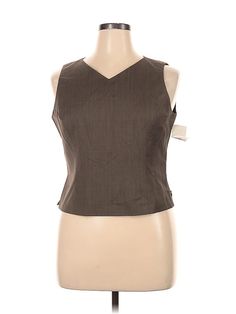 Kasper Sleeveless Blouse Size: 14 Tops - new. 3% Rayon, 97% Polyester | Kasper Sleeveless Blouse: Brown Tops - Size 14 Petite Spring Office Vest Tops, Sleeveless Office Vest Top, Fitted Sleeveless Blouse For Office, Fitted Sleeveless Office Vest, Fitted Sleeveless Top For Formal Occasions, Fitted Sleeveless Formal Top, Sleeveless Camisole For Formal Summer Events, Formal Summer Sleeveless Camisole, Formal Sleeveless Camisole For Summer