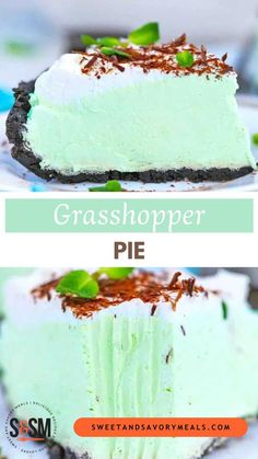 a plate with a slice of easy grasshopper pie