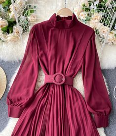 Elegant A line chiffon dress fashion dress Fabric: chiffon Color: black, purple, rust red, burgundy, green, pink, yellow Size(cm): free size length 130 bust 100 waist 70-96 sleeve length 59 For more pictures of the dress, please contact us, thank you. Red Burgundy, Dream Clothes, Dress Fashion, Dress Fabric, Chiffon Dress, Pink Yellow, Free Size, The Dress, Fashion Dresses