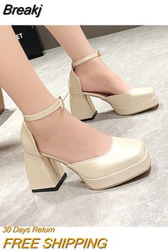 Shipping: Worldwide Express Shipping AvailableDelivery time: 7-15Days Fast ShippingReturns: Fast refund, 100% Money Back Guarantee.Brand Name: WYVVLNTOrigin: Mainland ChinaUpper Material: PUToe Shape: Round ToeWith Platforms: YesPlatform Height: 0-3cmHeel Height: High (5cm-8cm)Heel Type: Square heelPump Type: SlingbacksStyle: British StyleFashion Element: BuckleSeason: Spring/AutumnOutsole Material: Rubberis_handmade: YesPattern Type: SolidInsole Material: EVAOccasion: DRESSGender: WOMENFit: Fit Platform Shoes Sandals, Sandals 2023, Party Ladies, Womens Mary Janes, Pump Types, Ladies Shoes, Heels Pumps, Up Shoes, High Heel Pumps