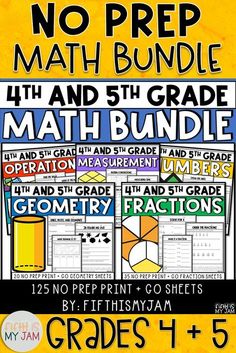 no prep math bundle for 5th grade students