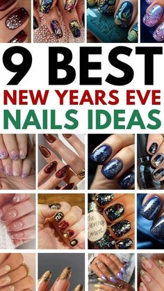 Nail Designs For New Year’s Eve, New Years Eve Nail Decals, Christmas New Years Nail Designs, Happy New Year Nails Designs Simple, Nail Designs For The New Year, 2024 New Year Nail Designs, New Year Short Nails Design, Nee Year Nail Designs, New Year’s Eve Nails Design 2023