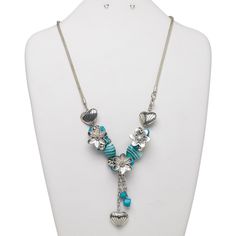 Tap into trends with this lightweight necklace for increased counter sales and expanding your finished jewelry lines. Clasp is located at side of necklace. Colors, shapes and sizes may vary in each lot. Turquoise Metal Jewelry With Dangling Beads, Turquoise Dangle Nickel-free Necklace, Turquoise Dangle Necklace Nickel Free, Turquoise Dangle Metal Necklaces, Blue Dangling Beads Pendant Jewelry, Turquoise Pendant Jewelry In Metal, Blue Pendant Jewelry With Dangling Beads, Turquoise Metal Pendant Jewelry, Nickel-free Turquoise Metal Necklace