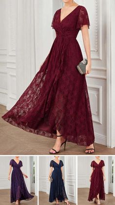 Love Price with Party Dress V-Neck Lace Evening Gown Dresses😍 Summer Party Gown In Lace, Summer Party Lace Gown, Summer Lace Gown For Party, A-line Lace Patchwork Dress For Banquet, Lace Party Dress For Party Season, Elegant Chiffon Lace Dress For Party, Lace Floor-length Dresses For Banquets, Summer Evening Maxi Lace Dress, Lace Maxi Dress For Banquet