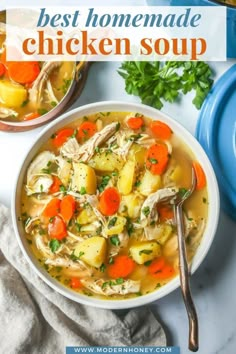 the best homemade chicken soup in a bowl